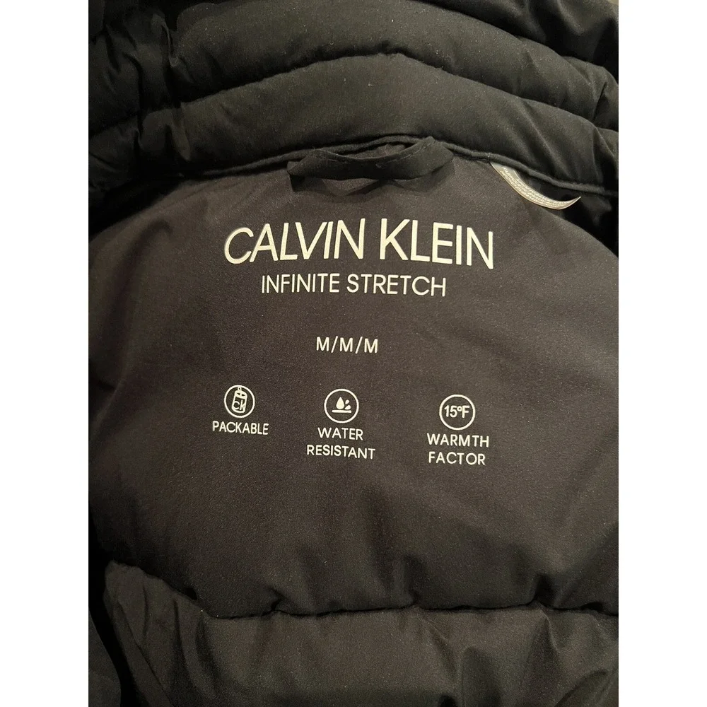 Calvin Klein Juniors Puffer Coat Solid Black  Zip Front Quilted Medium - Picture 3 of 4